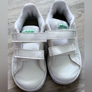Adidas Kids White Sneakers with Green Details